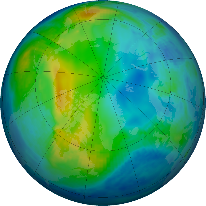 Arctic ozone map for 17 November 1992